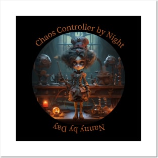 Nanny by Day Chaos Controller by Night Babysitter Halloween Gift Posters and Art